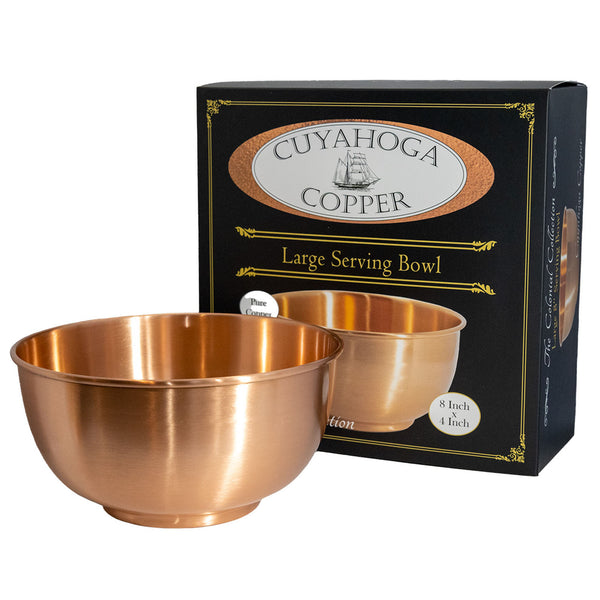 Cuyahoga Copper™- Large 8 inch Pure Copper Bowl - Flat Bottom Bowl perfect for the Kitchen